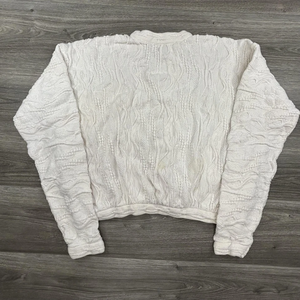 Suéter Vintage Coogi Mujer XL Blanco Tejido 3D Algodón Recortado Australia Años 90 Foto 2 de 4