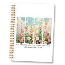 Floral Christian Glitter Spiral Notebook, Lamentations 3:23 Bible Verse