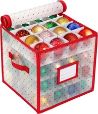 Ornament Storage Container for 64 Holiday Ornaments - Durable Plastic Box