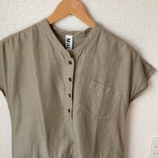 MHL Margaret Howell Band Collar Shirt Dress No Collar Used 44 Cotton 56 Linen