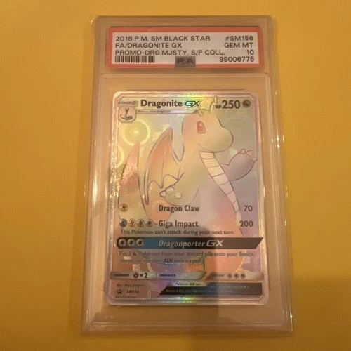 2018 Pokemon SM BLACK STAR PROMO #SM156 FULL ART/Dragonite GX PSA 10