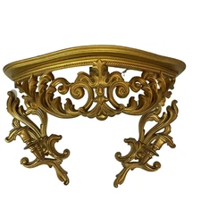 MCM Vintage Turner Wall Accessory Ornate Gold Trim Wall Shelf w 2 Candle Sconce