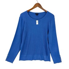 ¡Nuevo! Suéter acanalado TALBOTS para mujer XL azul viscosa poliéster W323