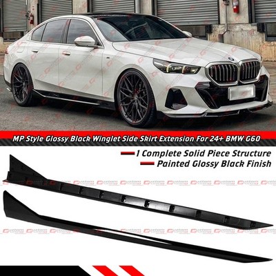 For 2024-26 BMW G60 530i 540i MP Style Winglet Gloss Black Side Skirt Extension