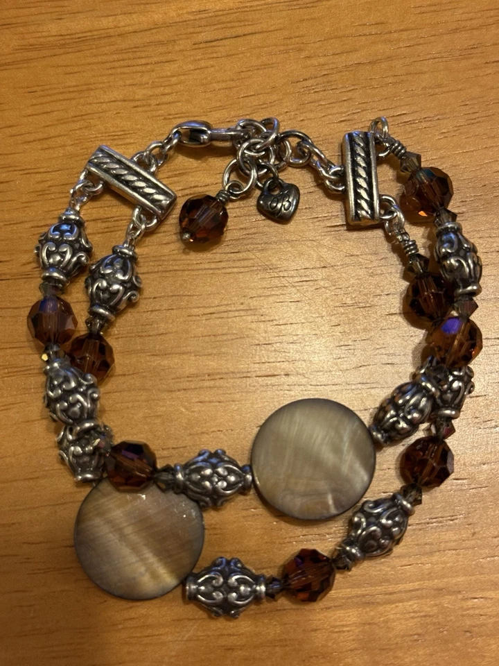 Браслет с бисером Brighton Utopia 2 многожильный коричневый и серебристый снят с производства - Изображение 2 из 4