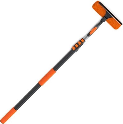 26FT Window Squeegee with Extension Pole, 2-in-1 Squeegee for Window Cleaning...
