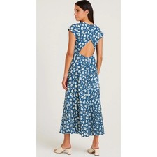 Reformation Gavin Dress in Tuli Blue White Floral Print Open Back Size 4