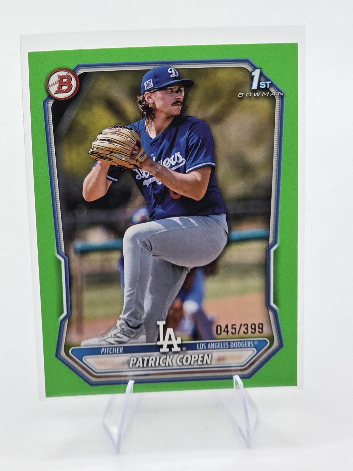 2026 Bowman Patrick Copen Neon Green Border 1st Prospect #/399 Dodgers