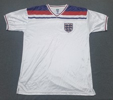 England Shirt Mens White Home Kit 1982 Score Draw Football Retro Remake Size XL