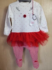 Mothercare 3-6 Months Baby Girl Christmas Reindeer Sleep Suit Playsuit With Tutu