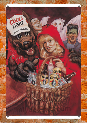 Coors Light Beer Wolf Vintage Style Metal Sign - Bar Man Cave