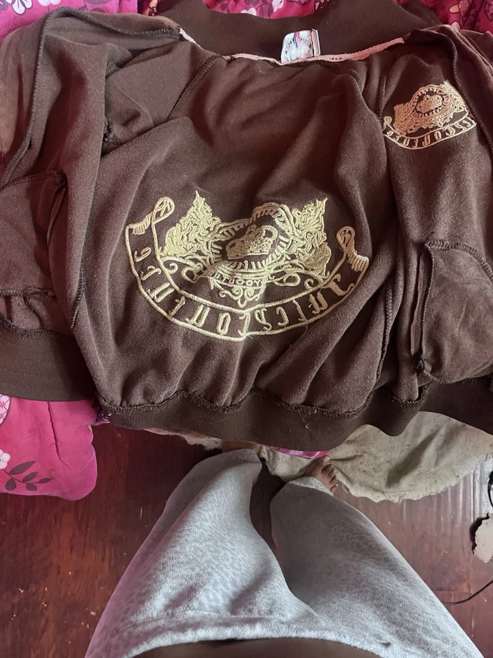 Chaqueta Juicy Couture Marrón Cuello Alto Terciopelo Auténtica Vintage Años 2000 Y2K Foto 2 de 4