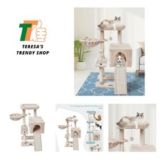 Beige Cute Cat Tree Tower for Indoor Cats Condo with Sisal Scratching Posts J...