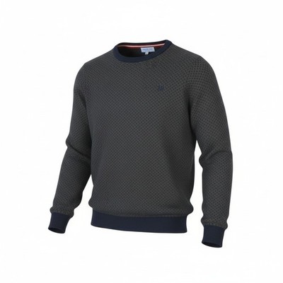 HARMONT & BLAINE Herren Pullover L grau gemustert Wolle Kaschmir Mischung Strick Pull On *