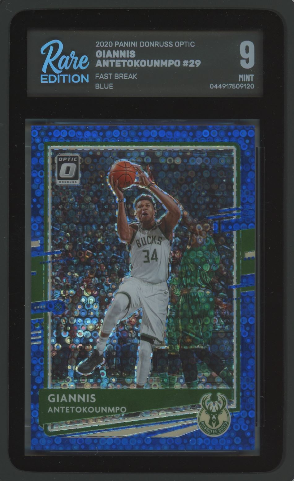 GIANNIS ANTETOKOUNMPO RE 9 15/50 2020-21 OPTIC FAST BREAK BLUE #29 PARALLEL