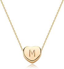 Tiny Gold Initial Heart Necklace-14K Gold Plated Handmade Dainty Letter Heart Ne
