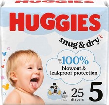Huggies Size 5 Diapers, Snug Dry Baby Diapers, Size 5 27 lbs , 25 Count, Pac