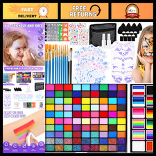 Professional Face Painting Kit for Kids - 100 Colors  18 Tools, Easy to Use