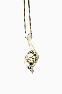 Natürlicher runder Brillant Diamant Anhänger Halskette 14k Weißgold mit Karte Bewertung