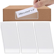 500 Pcs Label Holder Adhesive Clear Pocket 3x1 Inch Plastic Shelf Tag Stickin...