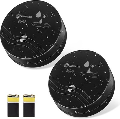 2 Pack Ultra-Loud 100dB Water Leak Sensors for Homes   Easy Install & Reliable