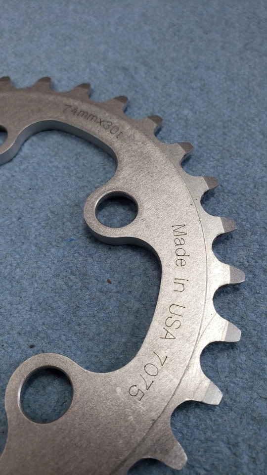 PLATO VINTAGE SALSA CYCLES 30t 5 pernos 74mm plata aluminio hecho en ee. uu. nos Foto 4 de 4