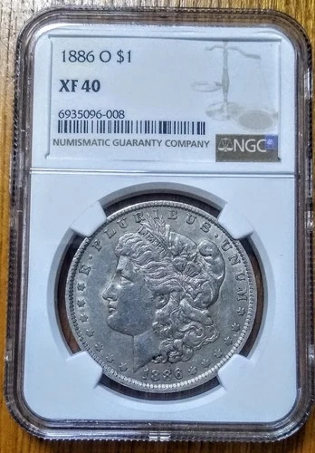 1886 O MORGAN SILVER DOLLAR 90% SILVER NGC XF40