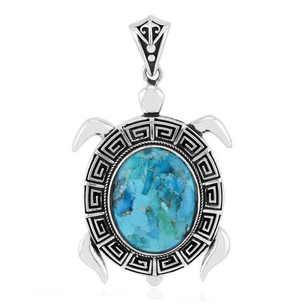 Cavill TüRkis AnhäNger 6,53Ct Oval 925 Silber Damen Echtschmuck Boho-image