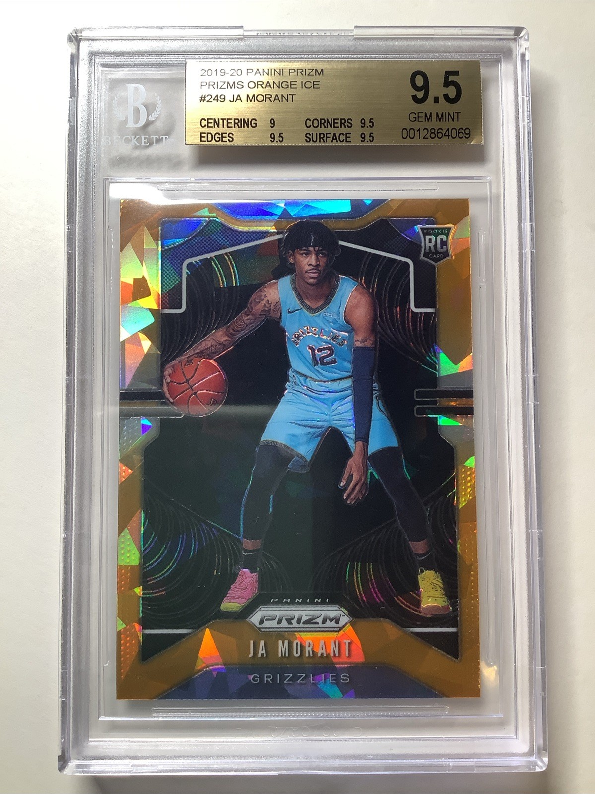 Ja Morant 2019-20 Panini Orange Ice Prizm #249 RC Rookie BGS 9.5 GEM MINT