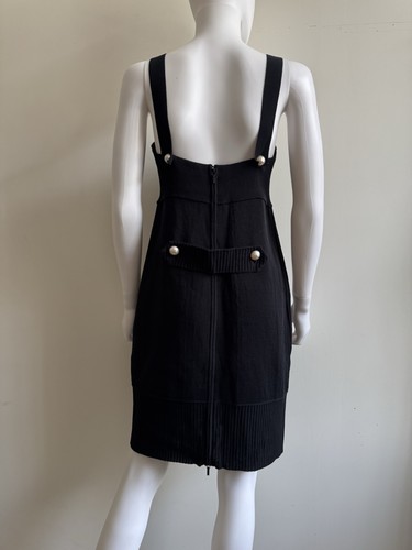£3,250 Auth Chanel Black Knit Zip Dress, Chanel CC Pearl Buttons Dress, UK 14 - Picture 6 of 24