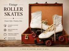 vintage fury lincoln maverick roller skates w/ case women’s usa made rare white