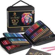 120 Colored Pencils Zipper Case Set, Soft Core Colored Leads for Artists, Pro...