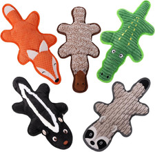 5 Pack No Stuffing Squeaky Dog Toys for Large Dogs - Interactive Durable Plush C