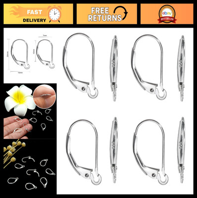 8pcs 925 Sterling Silver Leverback Earring Hooks, Hypoallergenic Dangle Findings