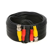 50ft Black Premade Bnc Video Power Cable/wire for Security Camera, Cctv, Dvr, Su