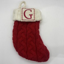 Kohl  s RED White Mini 8  Christmas Knit Stocking Initial Letter  G  