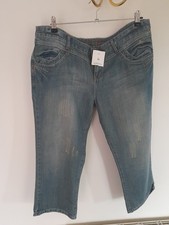 Ladies Destressed  Long Denim Shorts Size 16 New With Tags
