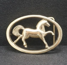 WA11135 GREAT VINTAGE 1970s  **HORSE CUT-OUT** SOLIC BRASS BELT BUCKLE