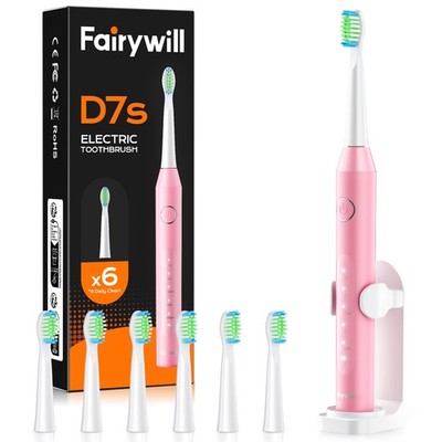 Fairywill Sonic USB Rechargeable Electric Toothbrush with 6 Brush Heads 5 Modes