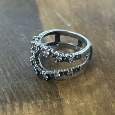 Sterling Silver 2 Prong Set White Stone Rows Ring Sz 5.5 3.34 Grams