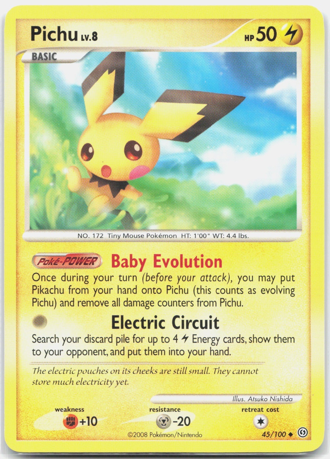 Pichu Uncommon Stormfront SF Lightning 45/100 2008 NM