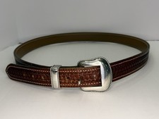Concealed Carry Leather Belt Acker B21 Size 52 Made In The USA Wit A Rodeo Buckl