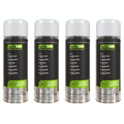 Autotek BMW Mini weiß silber schnelltrocknender Aerosol-Sprühlack 300 ml x4