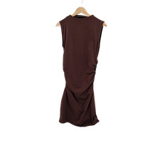 Quince Women Stretch Cotton Jersey Mock Neck Mini Dress Espresso M