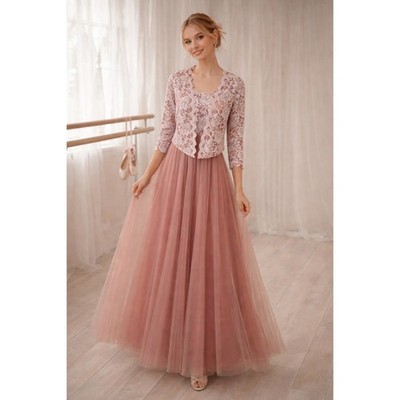 Candalite Lace Sequin Gown & Bolero Jacket Set PL Pink Coquette Balletcore