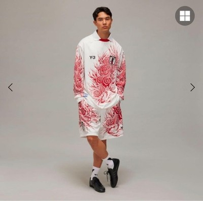Y-3 Japan JFA CW LS TEE Jersey Long Sleeve White/Red Size M Pit to