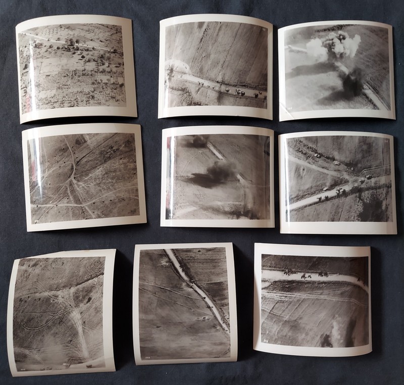WWII AAF FIGHTER GUN CAMERA PHOTO LOT STRAFING BOMBING RUN GERMAN ARMORED COLUMN