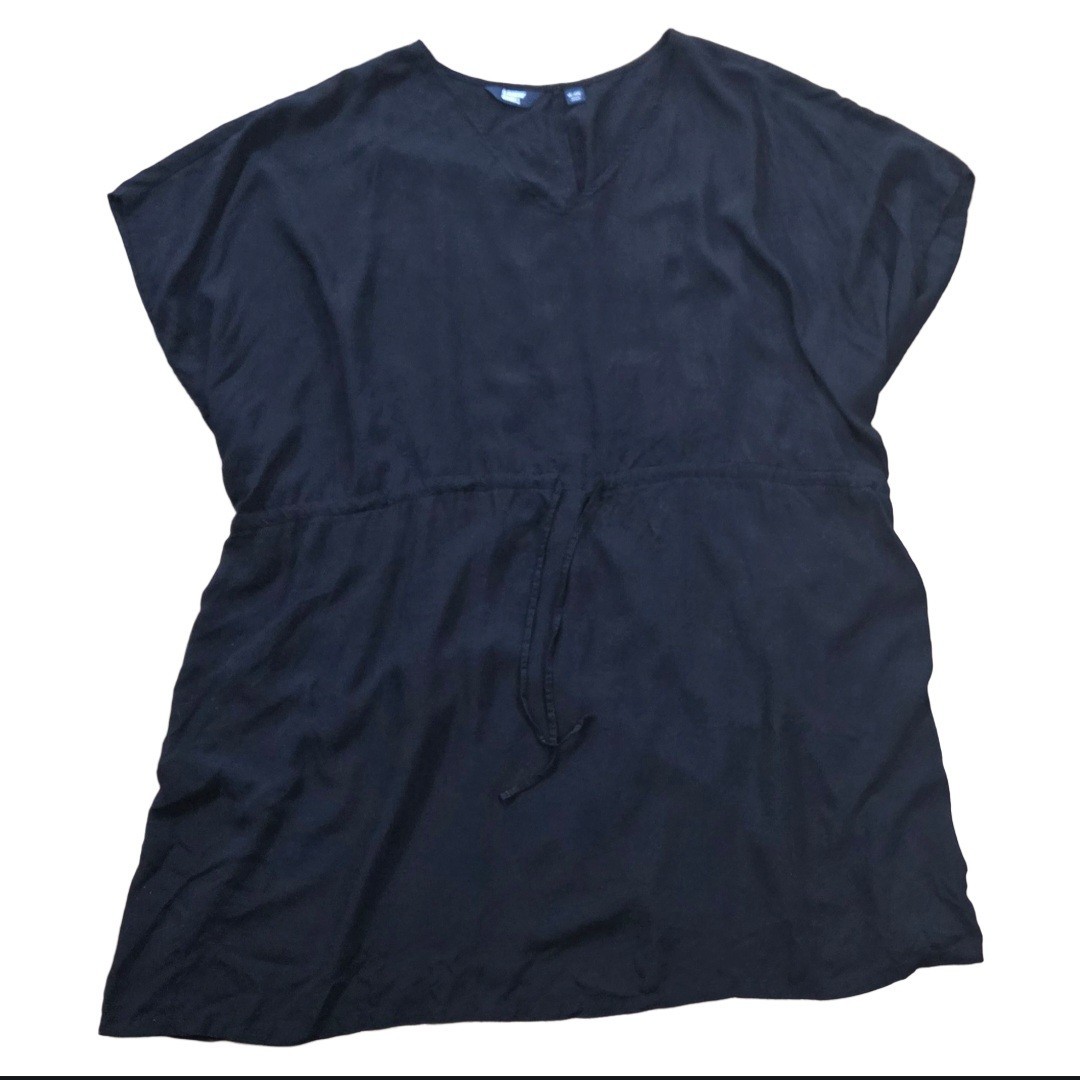 Lands End Black Swim Cover Up Womens Size XL - XXL Beach Vacation Drawstring