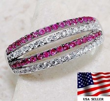 1CT Treated Ruby  Topaz 925 Solid Genuine Sterling Silver Ring Sz 7 UB2-9