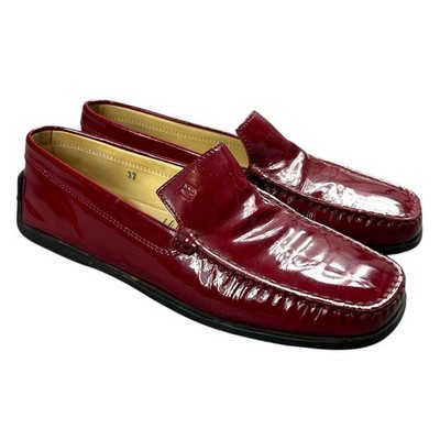 Tod s Lackleder Loafer Rot Damen Gr. 37 Ballerina Flats Made in Italy